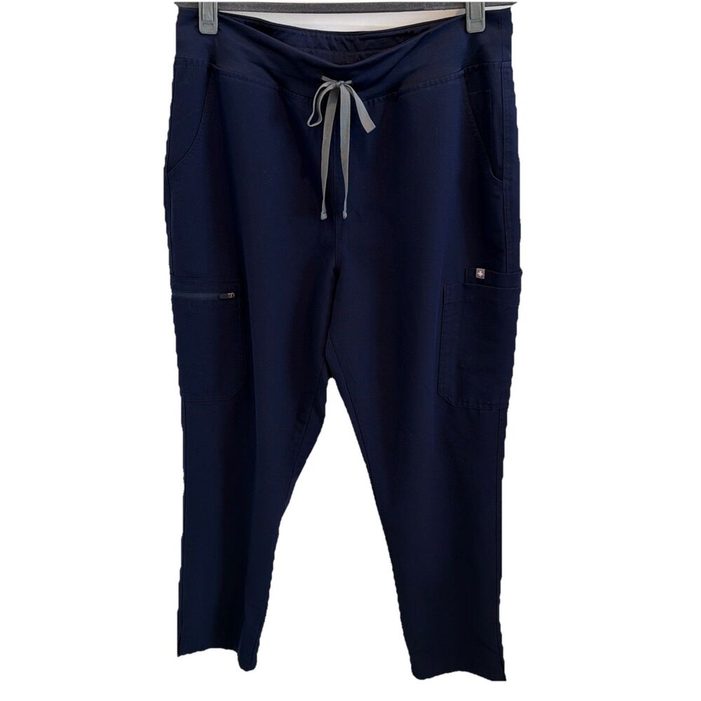 FIGS Women’s XL High Waisted Yola Technical Scrub Pants Navy Blue Cargo Pockets